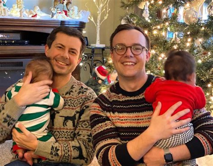 Chasten Buttigieg and Pete Buttigieg first Christmas with twin children!
