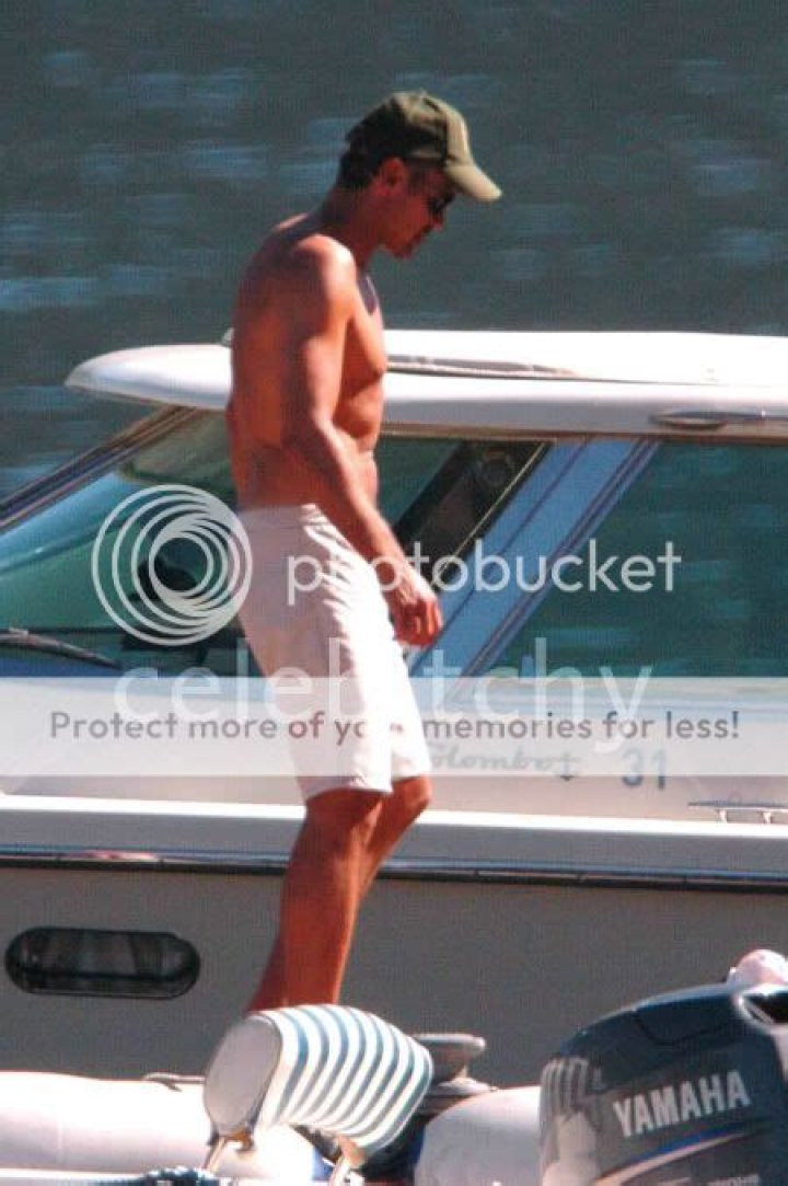 George Clooney shirtless out on his boat