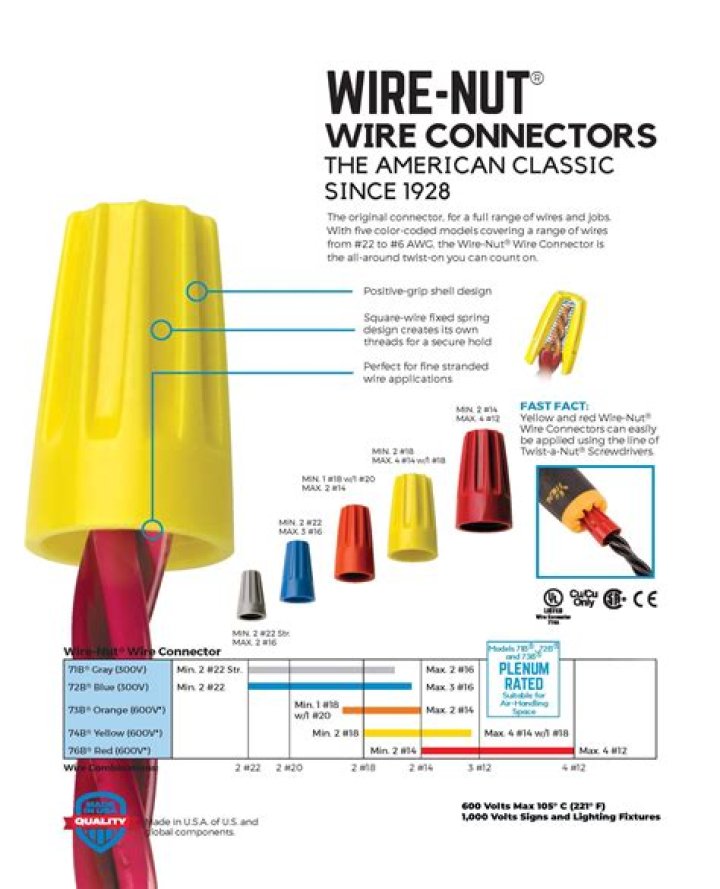 How many wires are in a red wire nut?