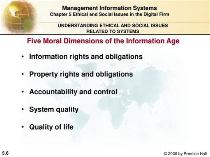 What are the five moral dimensions of the information age?